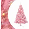 Image de vidaXL Sapin de Noël Artificiel pré-éclairé Rose 150 cm PVC, Arbre de Noël Moderne en Forme de cône, éclairage de Vacances USB, Display LED, déco Festive pour Le Salon et Le Jardin