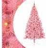 Image de vidaXL Sapin de Noël Artificiel pré-éclairé Rose 240 cm PVC