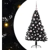 Image de vidaXL Sapin de Noël Artificiel pré-éclairé Noir 120 cm PVC, Arbre de Noël Moderne en Forme de cône, éclairage de Vacances USB, Display LED, déco Festive pour Le Salon et Le Jardin