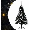 Image de vidaXL Sapin de Noël Artificiel pré-éclairé Noir 120 cm PVC, Arbre de Noël Moderne en Forme de cône, éclairage de Vacances USB, Display LED, déco Festive pour Le Salon et Le Jardin