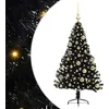 Image de vidaXL Sapin de Noël Artificiel pré-éclairé Noir 120 cm PVC, Arbre de Noël Moderne en Forme de cône, éclairage de Vacances USB, Display LED, déco Festive pour Le Salon et Le Jardin