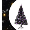 Image de vidaXL Sapin de Noël Artificiel pré-éclairé Noir 120 cm PVC, Arbre de Noël Moderne en cône, déco Lumineuse LED pré-éclairée, éclairage de Jardin Festif, intérieur saisonnier