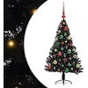 Image de vidaXL Sapin de Noël Artificiel pré-éclairé Noir 120 cm PVC, Arbre de Noël Moderne en Forme de cône, éclairage de Vacances USB, Display LED, déco Festive pour Le Salon et Le Jardin