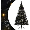 Image de vidaXL Sapin de Noël Artificiel pré-éclairé Noir 180 cm PVC, Arbre de Noël Moderne en Forme de cône, éclairage de Vacances USB, Display LED, déco Festive pour Le Salon et Le Jardin