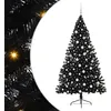 Image de vidaXL Sapin de Noël Artificiel pré-éclairé Noir 180 cm PVC, Arbre de Noël Moderne en Forme de cône, éclairage de Vacances USB, Display LED, déco Festive pour Le Salon et Le Jardin