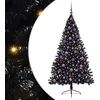Image de vidaXL Sapin de Noël Artificiel pré-éclairé Noir 180 cm PVC, Arbre de Noël Moderne en Forme de cône, éclairage de Vacances USB, Display LED, déco Festive pour Le Salon et Le Jardin