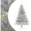Image de vidaXL Sapin de Noël Artificiel pré-éclairé Argent 120 cm Pet