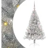 Image de vidaXL Sapin de Noël Artificiel pré-éclairé Argent 120 cm Pet