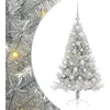 Image de vidaXL Sapin de Noël Artificiel pré-éclairé Argent 120 cm Pet