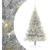 Image de vidaXL Sapin de Noël Artificiel pré-éclairé Argent 120 cm Pet