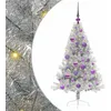 Image de vidaXL Sapin de Noël Artificiel pré-éclairé Argent 120 cm Pet, Arbre de Noël Moderne en Forme de cône, éclairage de Vacances USB, Display LED, déco Festive pour Le Salon et Le Jardin