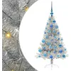 Image de vidaXL Sapin de Noël Artificiel pré-éclairé Argent 120 cm Pet