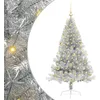 Image de vidaXL Sapin de Noël Artificiel pré-éclairé Argent 150 cm Pet, Arbre de Noël Moderne en Forme de cône, éclairage de Vacances USB, Display LED, déco Festive pour Le Salon et Le Jardin