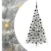Image de vidaXL Sapin de Noël Artificiel pré-éclairé Argent 210 cm Pet, Arbre de Noël Moderne en Forme de cône, éclairage de Vacances USB, Display LED, déco Festive pour Le Salon et Le Jardin