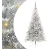 Image de vidaXL Sapin de Noël Artificiel pré-éclairé Argent 210 cm Pet, Arbre de Noël Moderne en Forme de cône, éclairage de Vacances USB, Display LED, déco Festive pour Le Salon et Le Jardin