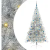 Image de vidaXL Sapin de Noël Artificiel pré-éclairé Argent 210 cm Pet, Arbre de Noël Moderne en Forme de cône, éclairage de Vacances USB, Display LED, déco Festive pour Le Salon et Le Jardin