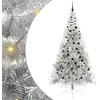Image de vidaXL Sapin de Noël Artificiel pré-éclairé Argent 240 cm Pet, Arbre de Noël Moderne en Forme de cône, éclairage de Vacances USB, Display LED, déco Festive pour Le Salon et Le Jardin