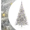 Image de vidaXL Sapin de Noël Artificiel pré-éclairé Argent 240 cm Pet, Arbre de Noël Moderne en Forme de cône, éclairage de Vacances USB, Display LED, déco Festive pour Le Salon et Le Jardin