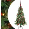 Image de vidaXL Sapin de Noël Artificiel à Branches Articulées Vert 120 cm, Arbre de Noël Moderne en cône, déco Robuste pour l'intérieur et l'extérieur, Guirlande Lumineuse, Blanc Chaud
