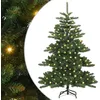 Image de vidaXL Sapin de Noël Artificiel à Branches Articulées Vert 150 cm, Arbre de Noël Moderne, en Forme de cône avec lumières, Pliable et USB, décoration réaliste pour l'intérieur