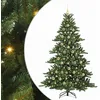 Image de vidaXL Sapin de Noël Artificiel à Branches Articulées Vert 210 cm PVC, Arbre de Noël Moderne en cône, déco intérieure réaliste, Pliable, alimenté par USB, Lumineux, décor saisonnier