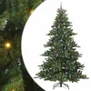 Image de vidaXL Sapin de Noël Artificiel à Branches Articulées Vert 240 cm PVC, Arbre de Noël Moderne en cône, déco intérieure réaliste, Pliable, alimenté par USB, Lumineux, décor saisonnier