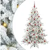 Image de vidaXL Sapin de Noël Artificiel à Branches Articulées Blanc 180 cm PVC, Arbre de Noël Moderne en cône, déco intérieure réaliste, Pliable, alimenté par USB, Lumineux, décor saisonnier