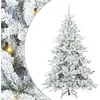 Image de vidaXL Sapin de Noël Artificiel à Branches Articulées Blanc 180 cm, Arbre de Noël Moderne, en Forme de cône avec lumières, Pliable et USB, décoration réaliste pour l'intérieur