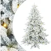 Image de vidaXL Sapin de Noël Artificiel à Branches Articulées Blanc 210 cm, Arbre de Noël Moderne, en Forme de cône avec lumières, Pliable et USB, décoration réaliste pour l'intérieur