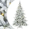 Image de vidaXL Sapin de Noël Artificiel à Branches Articulées Blanc 210 cm, Arbre de Noël Moderne, en Forme de cône avec lumières, Pliable et USB, décoration réaliste pour l'intérieur