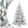 Image de vidaXL Sapin de Noël Artificiel à Branches Articulées Blanc 210 cm, Arbre de Noël Moderne, en Forme de cône avec lumières, Pliable et USB, décoration réaliste pour l'intérieur