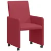 Image de vidaXL Chaises de Salle à Manger avec Roues 2 pcs Rouge bordeaux, Chaise de salle à manger moderne avec assise ergonomique, roulettes, rembourrage en faux cuir, meuble minimaliste, ajout tendance à vo
