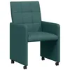 Image de vidaXL Chaises de Salle à Manger avec Roues 2 pcs Vert foncé Tissu, Chaise de Salle à Manger Ergonomique, Tissu Moderne, siège intérieur Confortable, roulettes Pratiques