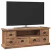 Image de vidaXL Meuble TV Naturel 110 x 30 x 40 cm Bois de Teck Massif, Meuble TV rectangulaire Vintage, Centre média résistant, Rangement Bois, mobilier élégant, Organisateur modulable