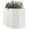 Image de vidaXL Jardinière d'angle Blanc 45 x 45 x 50 cm Acier, Bac à Plantes extérieur, jardinière en Acier Durable, Gain de Place, Coin, déco Moderne pour Fleurs