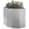 Image de vidaXL Jardinière d'angle Argent 45 x 45 x 50 cm Acier Inoxydable, Bac à Plantes extérieur, jardinière en Acier Durable, Gain de Place, Coin, déco Moderne pour Fleurs