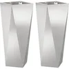 Image de vidaXL Jardinière 2 pcs Argent 30 x 30 x 75 cm Acier Inoxydable, Jardin et terrasse, bac à Fleurs en Acier Robuste, boîte rectangulaire pour déco de Patio