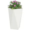 Image de vidaXL Jardinière 2 pcs Blanc 40 x 40 x 75 cm Acier, Jardin et Terrasse, Bac à Plantes Résistant en Acier Rectangulaire, Idéal pour Décor et Présentation