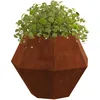 Image de vidaXL Jardinière 2 pcs Rouillé 50 x 50 x 40 cm, Jardin et terrasse, bac à Fleurs Solide, Support rectangulaire, décor d'herbes et Verdure, boîte