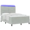 Image de vidaXL Lit à Ressort LED avec Matelas Gris Clair 140 x 190 cm Velours