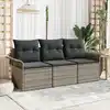 Image de vidaXL Ensemble de canapé de jardin avec coussin 3 pcs Gris Poly rotin