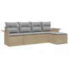 Image de vidaXL Ensemble de canapé de Jardin avec Coussin 5 pcs Beige polyrotin, Canapé d’extérieur modulaire, Meuble en Poly rotin léger, résistant aux UV, pour Jardin et terrasse