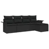 Image de vidaXL Ensemble de canapé de Jardin avec Coussin 5 pcs Noir polyrotin, Canapé d’extérieur modulaire, Meuble en Poly rotin léger, résistant aux UV, pour Jardin et terrasse