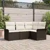 Image de vidaXL Ensemble de canapé de jardin 4 pcs Marron polyrotin