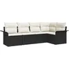 Image de vidaXL Ensemble de canapé de Jardin avec Stockage 5 pcs Noir polyrotin, Sofa d'extérieur modulable, en Poly rotin, résistant aux UV, Parfait pour Le Jardin ou la terrasse, imperméable