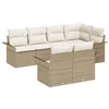 Image de vidaXL Ensemble de canapé de Jardin 7 pcs Beige Poly rotin, Mobilier de Jardin Moderne, canapé modulable, Confort au Patio, Assise Flexible, idéal pour se détendre