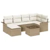 Image de vidaXL Ensemble de canapé de Jardin 7 pcs Beige polyrotin, Ensemble de Canapés de Jardin Moderne, Rectangulaire, Modulaire, Durable, Résistant aux UV, Coussins Amovibles pour Terrasse