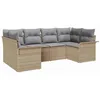 Image de vidaXL Ensemble de canapé de jardin 6 pcs Beige Poly rotin, Jardin et Terrasse, Ensemble de Canapés Modulaires à l'extérieur, Résistant aux UV, Arrangement Flexible