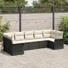 Image de vidaXL Ensemble de canapé de jardin avec coussin 7 pcs Noir Poly rotin