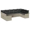 Image de vidaXL Ensemble de canapé de Jardin 9 pc Gris Clair polyrotin